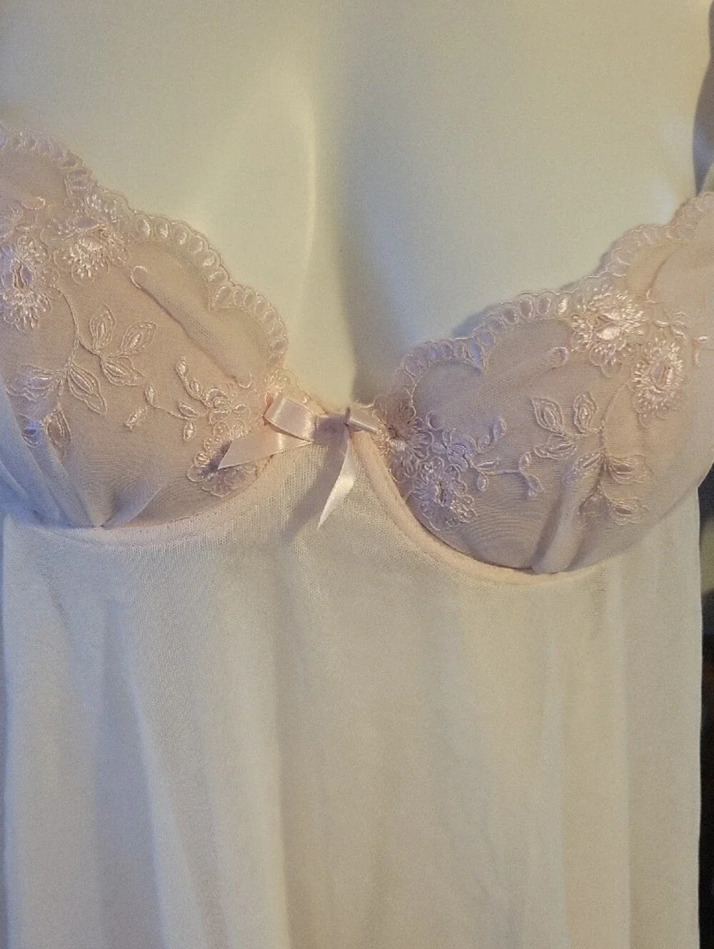 In Bloom Sheer Embroidered Babydoll Chemise in Pale Pink